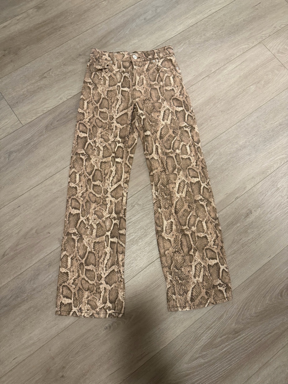 H&M Patterned High-Rise Pants — Brown & Tan